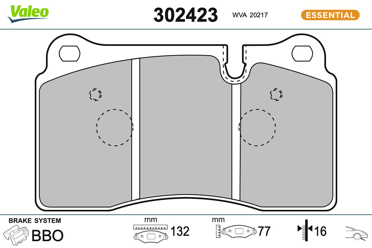 Jeu de 4 plaquettes de frein VALEO ref. 302423
